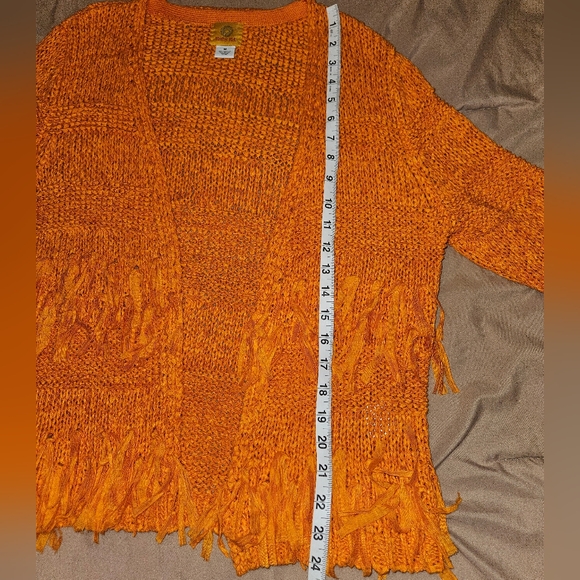 Boho Crochet Fringed Orange Cardigan Medium - Picture 11 of 13